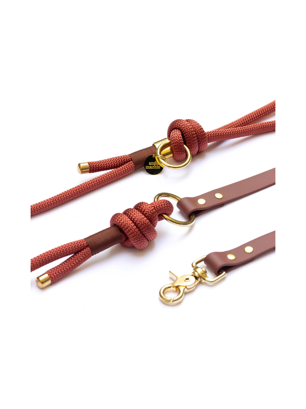 Hands-Free Leash Rope x Biothane – Maple – Silver Hardware
