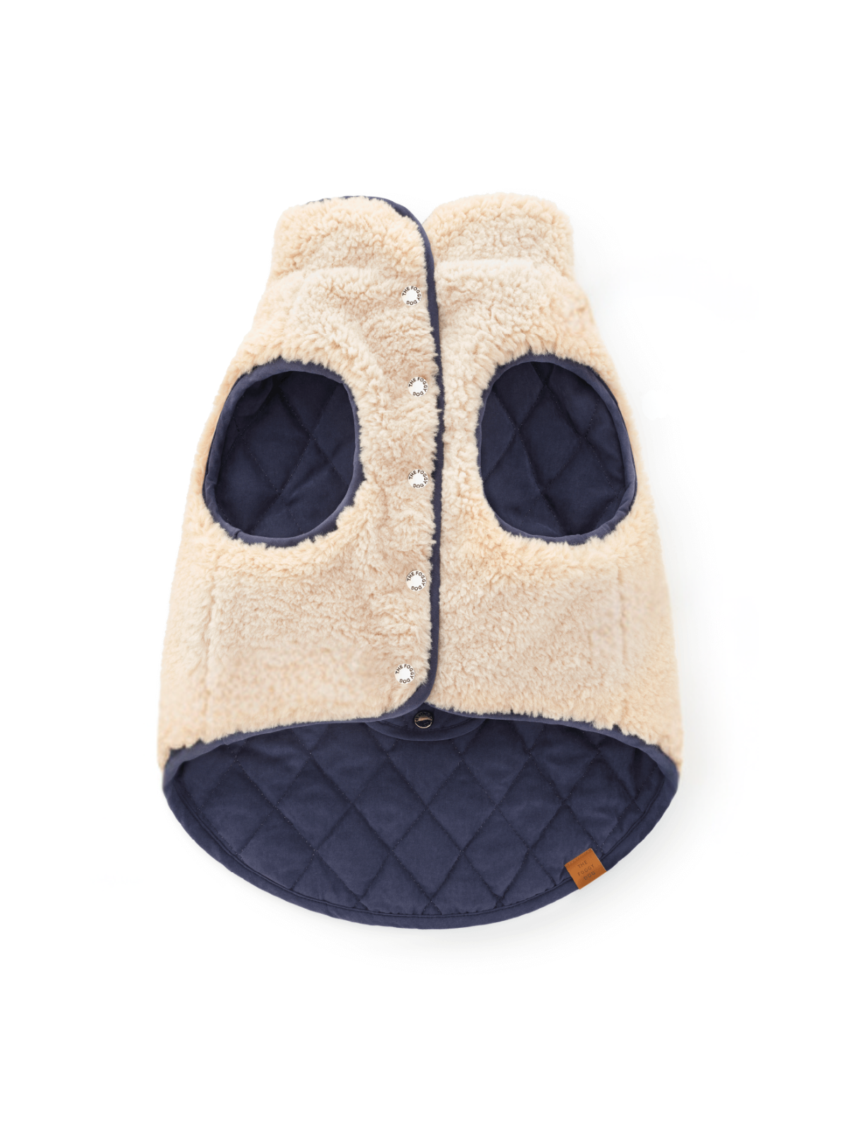 Navy Sherpa-Lined Reversible Dog Jacket