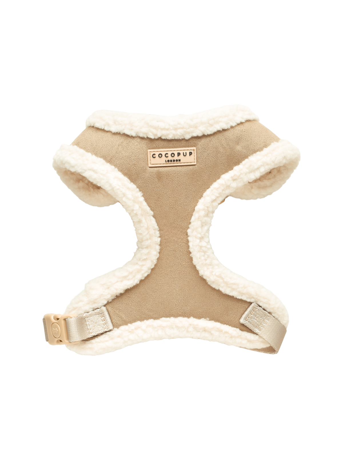 Nude Aviator Adjustable Neck Harness – Faux Suede with Fluffy Trim