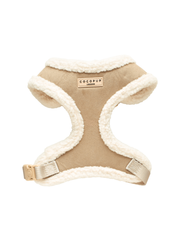 Nude Aviator Adjustable Neck Harness – Faux Suede with Fluffy Trim
