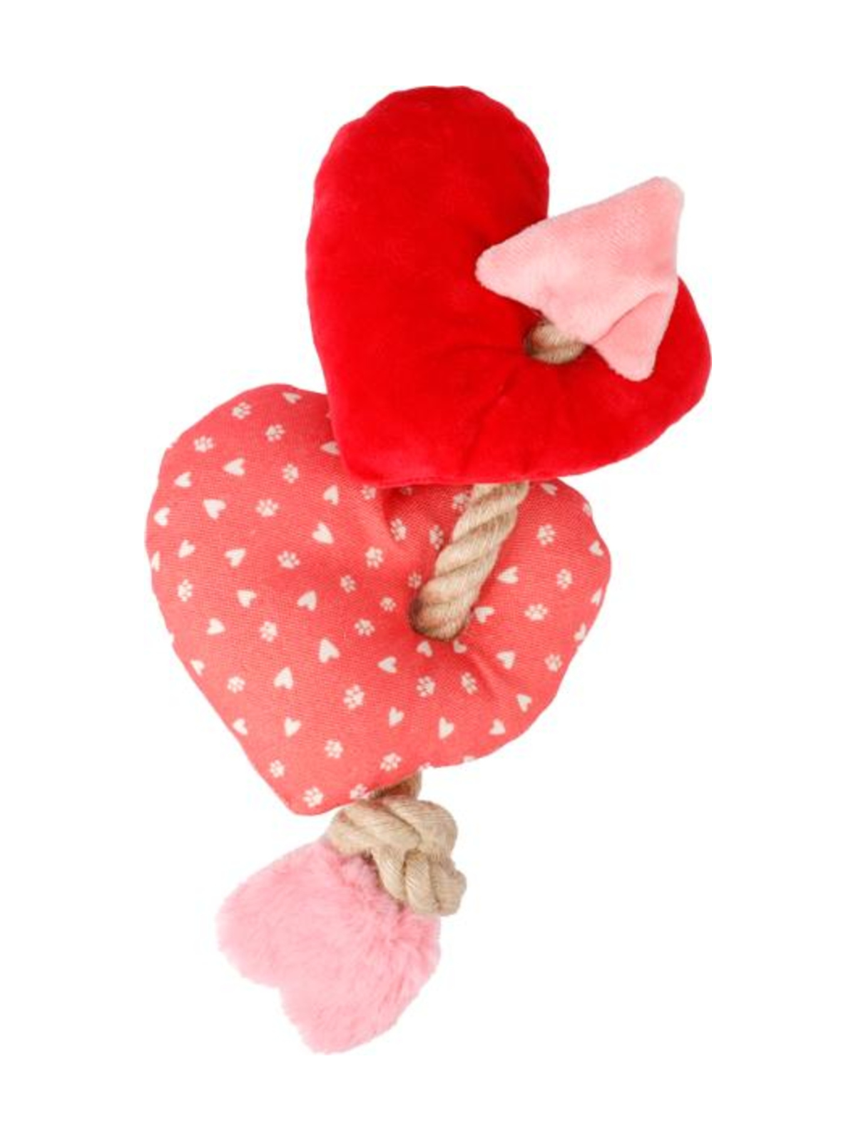 Sweet Heart Dog Toy with Rope