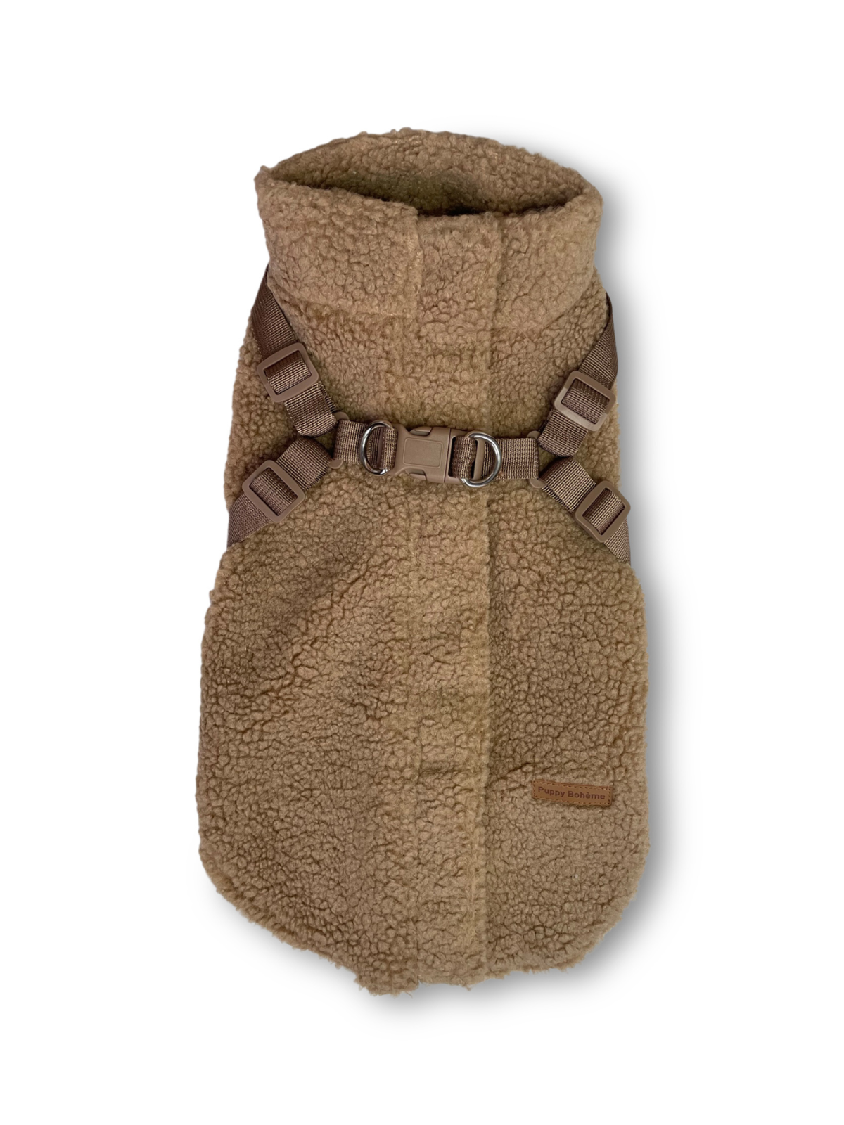 Teddy Coat with Harness – Mocha