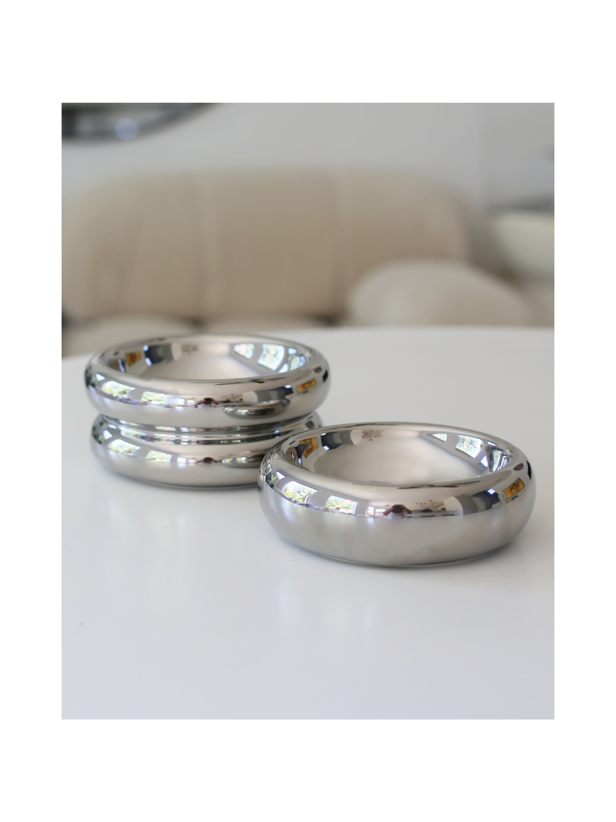 Chrome Elevated Halo Pet Bowl