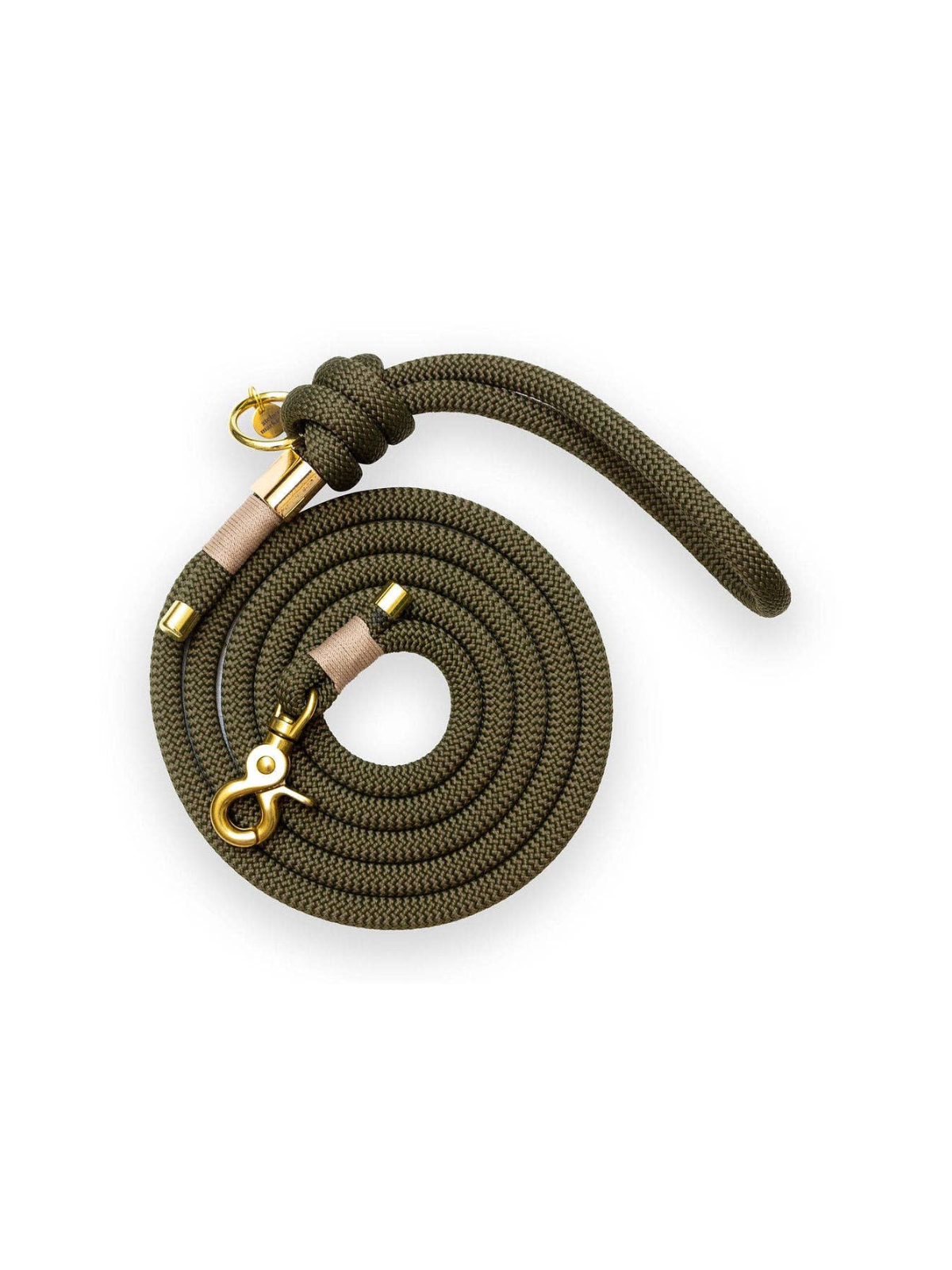 Khaki Single Leash – Silver Hardware