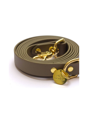 Khaki Simple Biothane Leash – Gold Hardware
