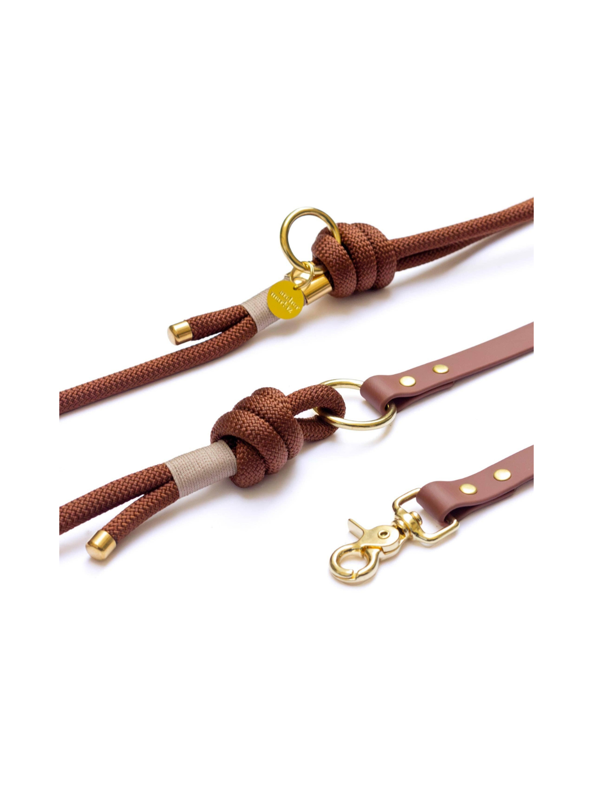 Hands-Free Leash Rope x Biothane – Brownie – Silver Hardware