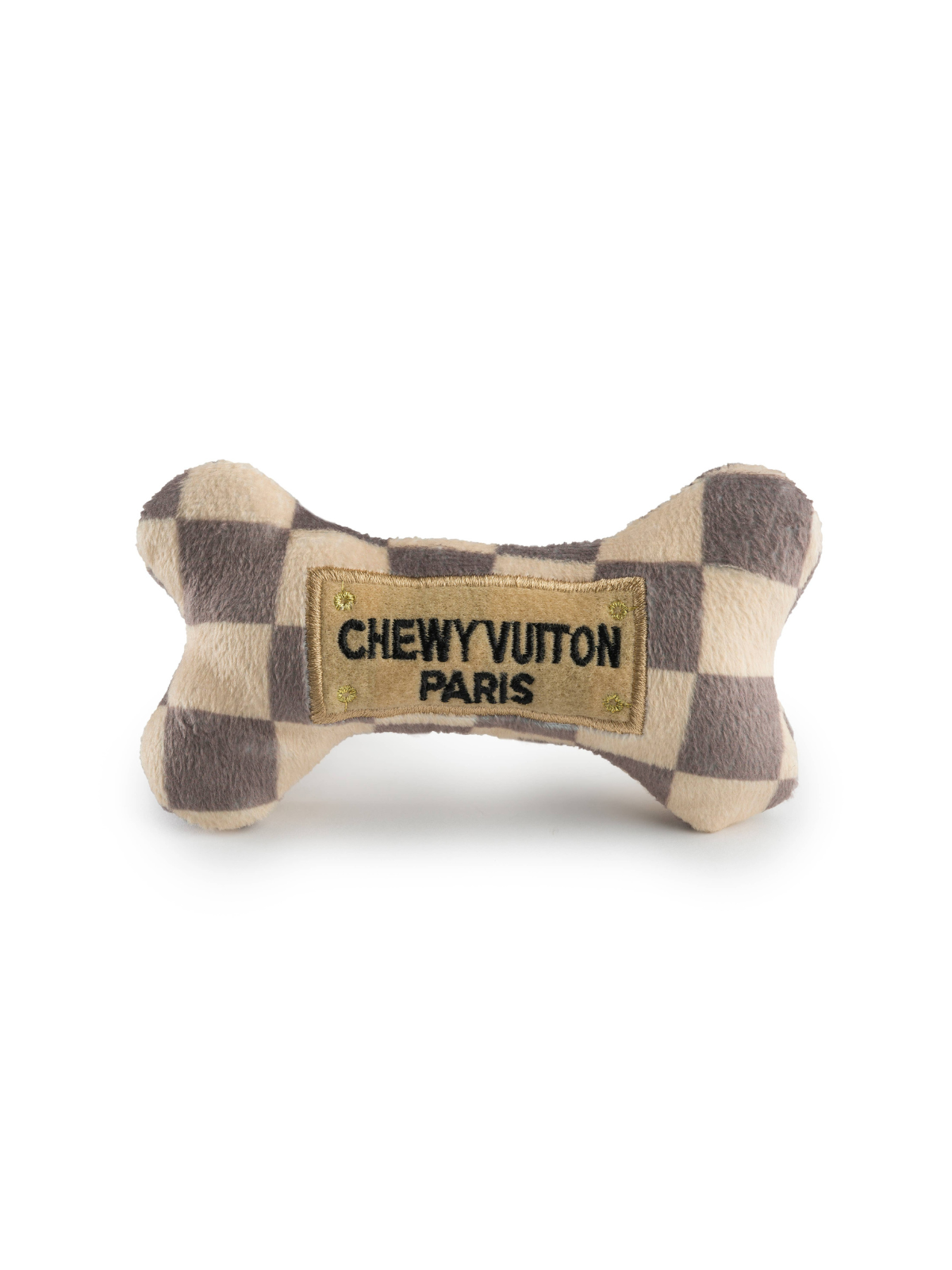 Checker Chewy Vuiton Bone Dog Toy