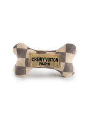 Checker Chewy Vuiton Bone Dog Toy