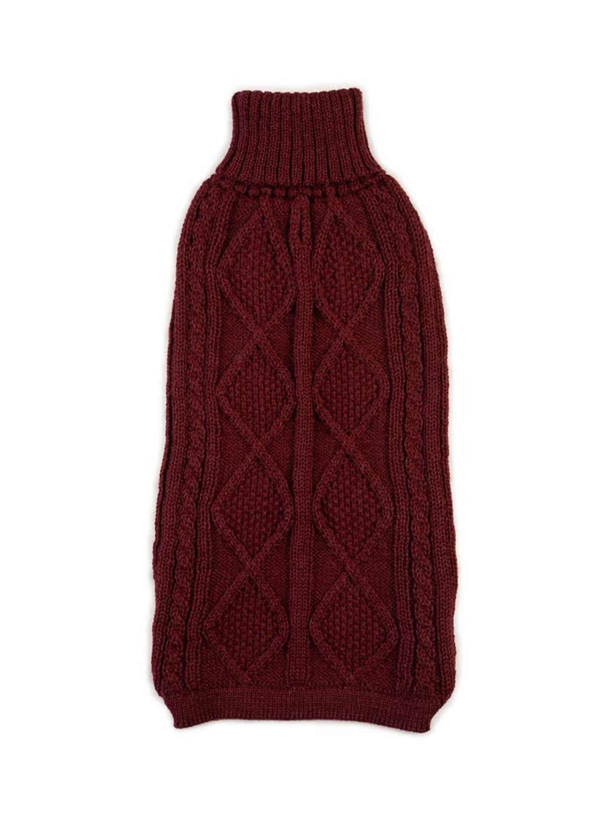 Aran Alpaca Dog Sweater - Wine Red