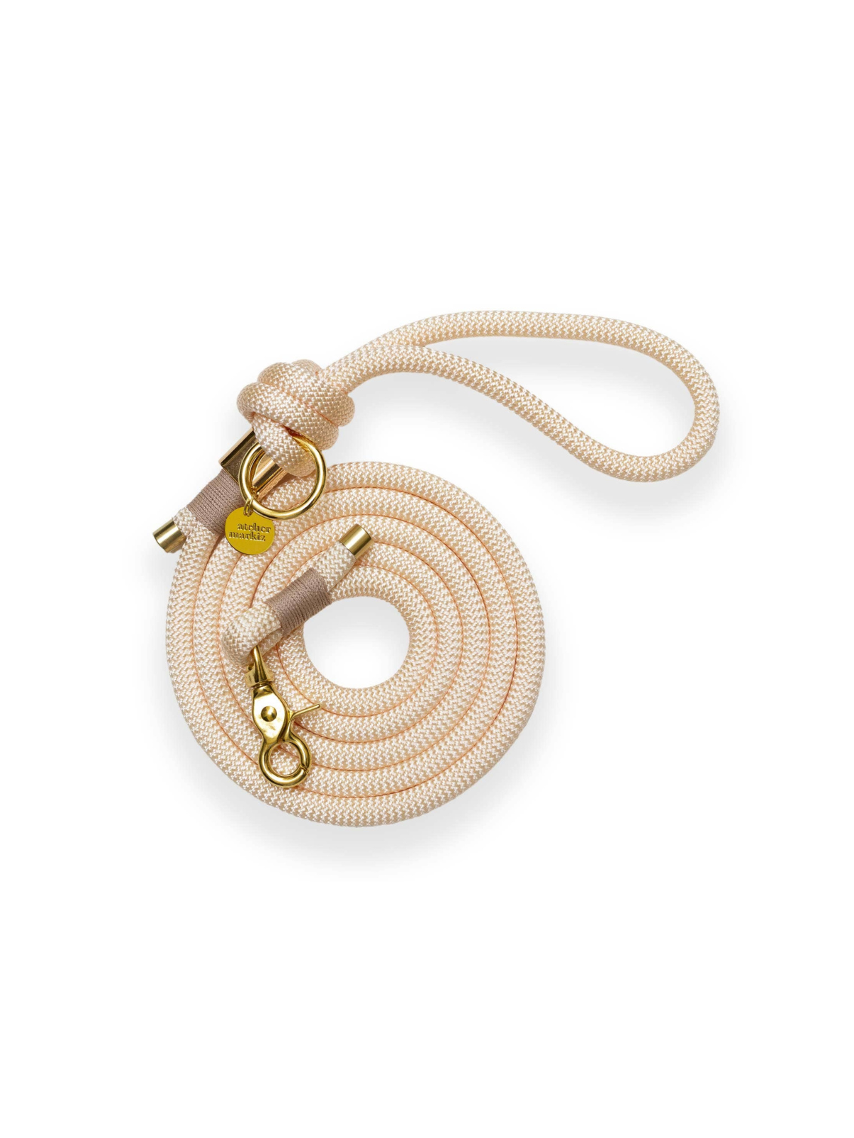 Cream Single Leash – Silver Hardware