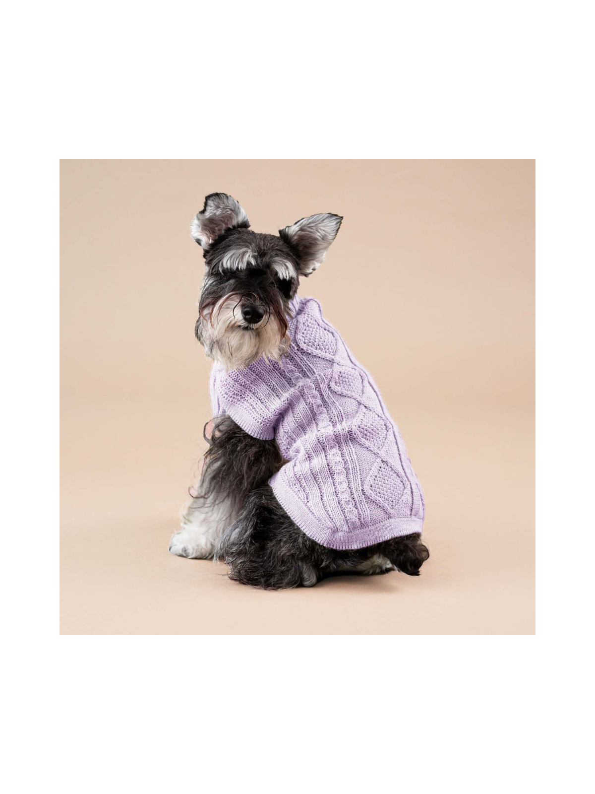 Aran Knit Alpaca Dog Sweater – Lavender
