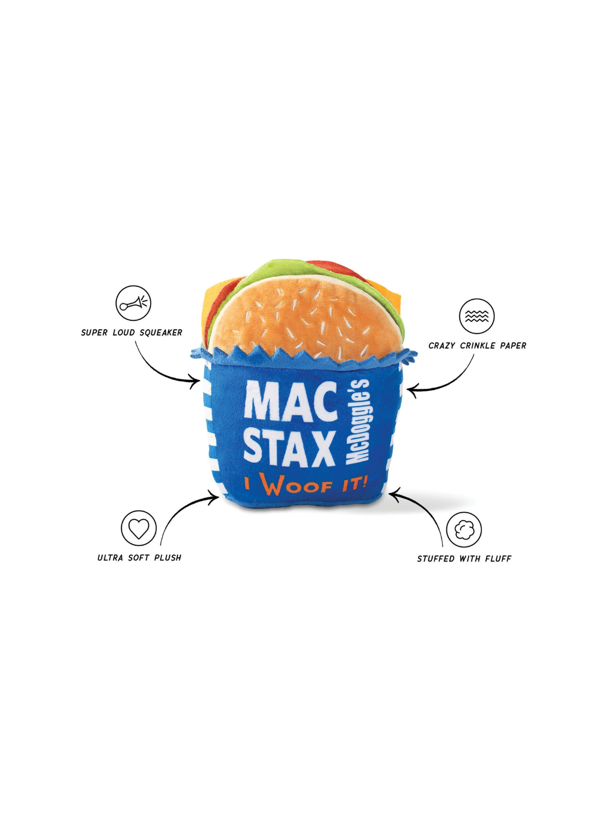 McDoggle's Mac Stax Burger – Squeaky Plush Dog Toy