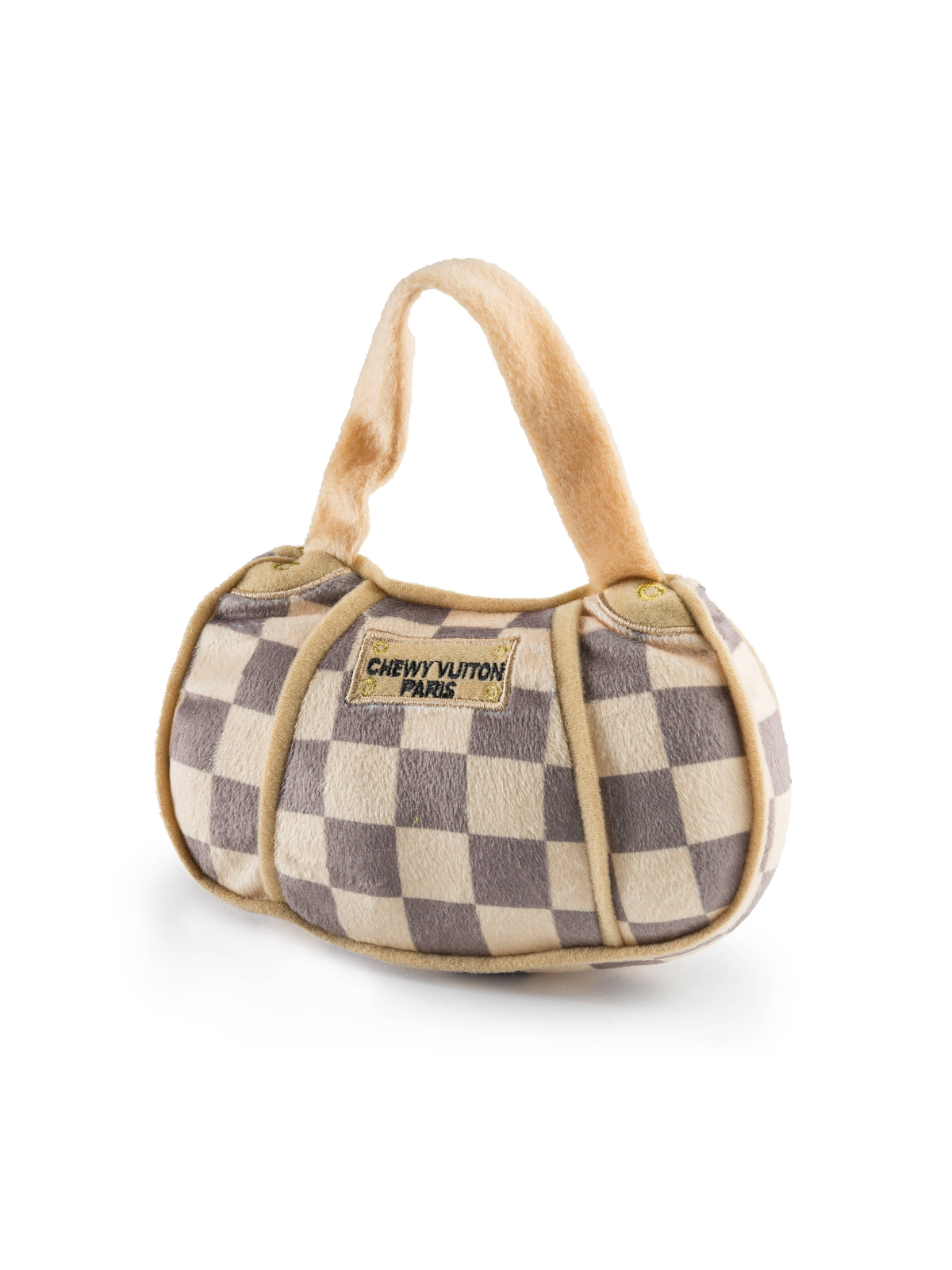 Checker Chewy Vuiton Handbag Dog Toy