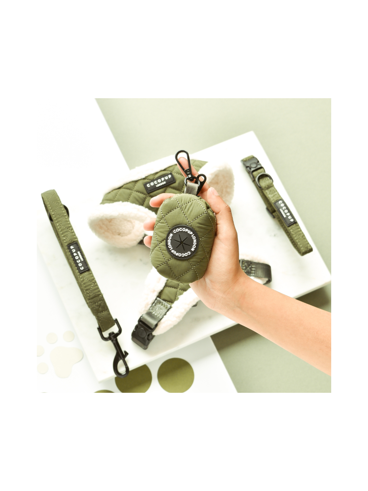 Quilted Poop Bag Holder Zip Purse – Khaki