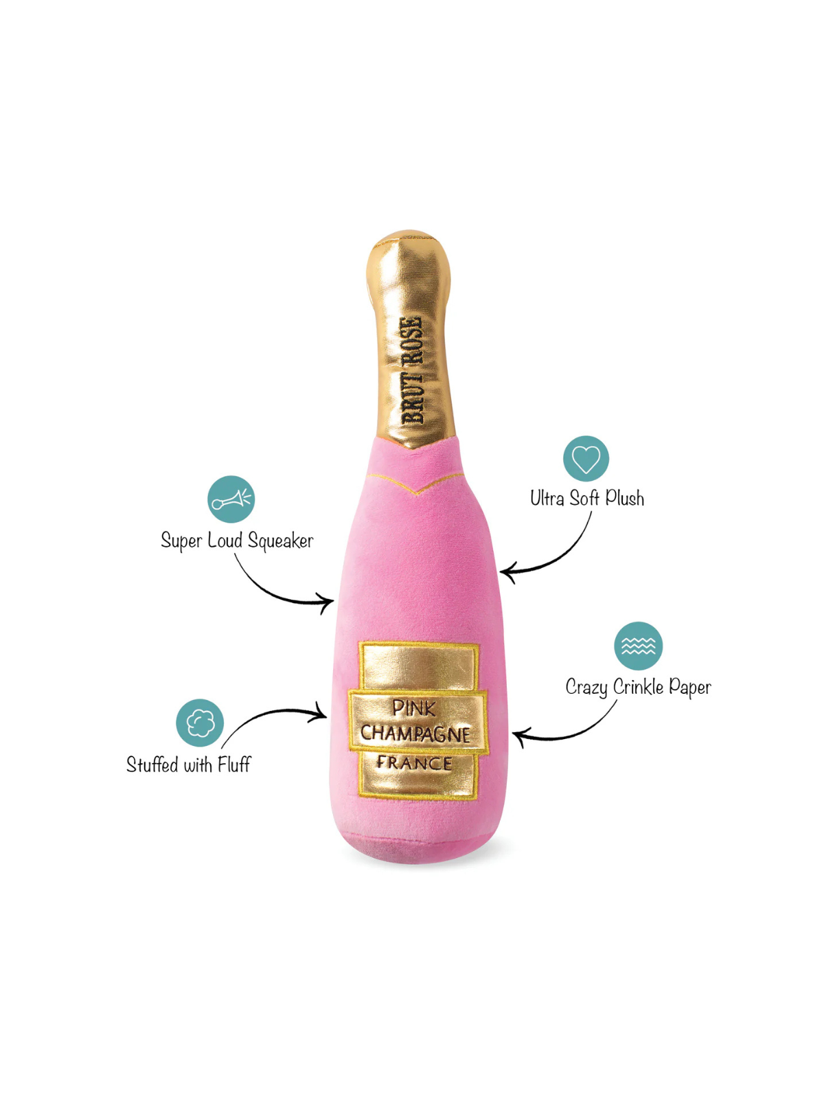 Brut Rosé Champagne – Squeaky Plush Dog Toy