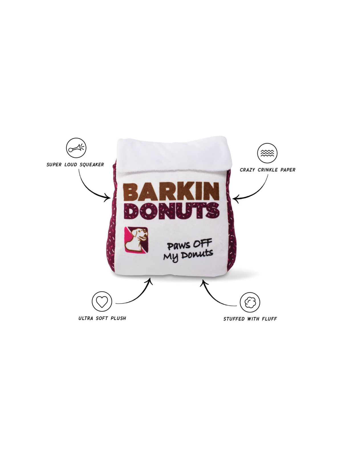 Barkin Donuts Donut Bag – Squeaky Plush Dog Toy
