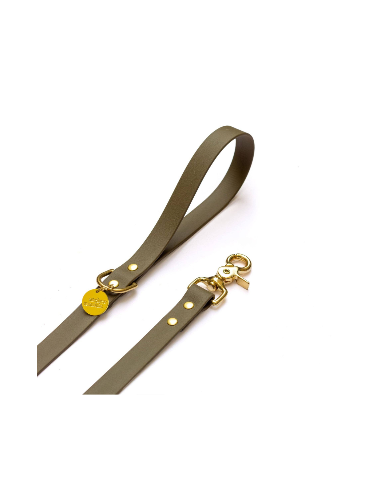 Khaki Simple Biothane Leash – Gold Hardware