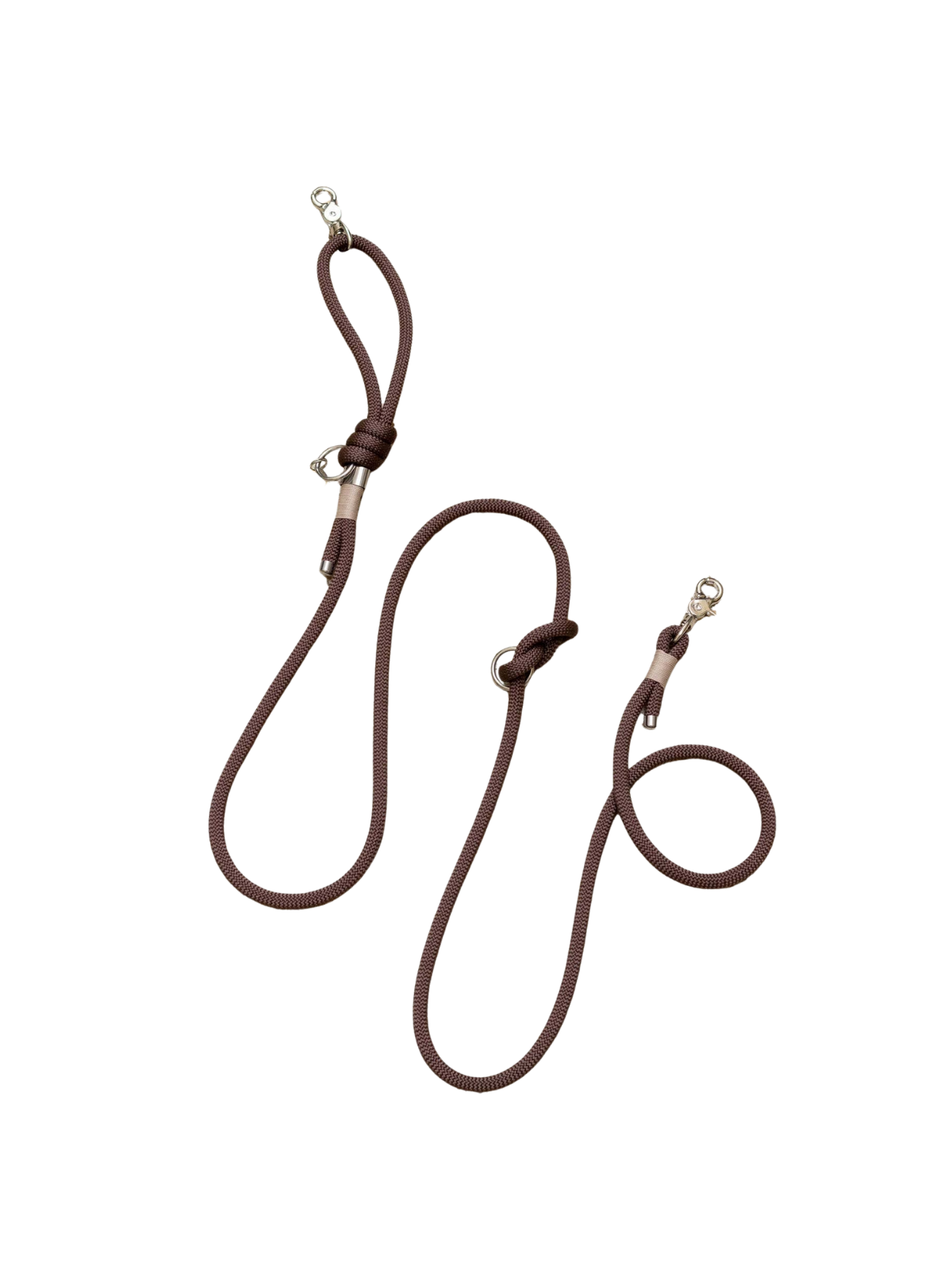 Chocolate Hands-Free Leash – Silver Hardware
