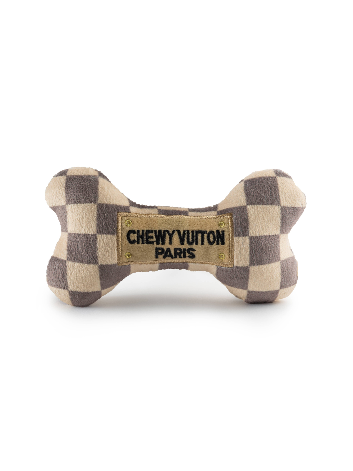 Checker Chewy Vuiton Bone Dog Toy