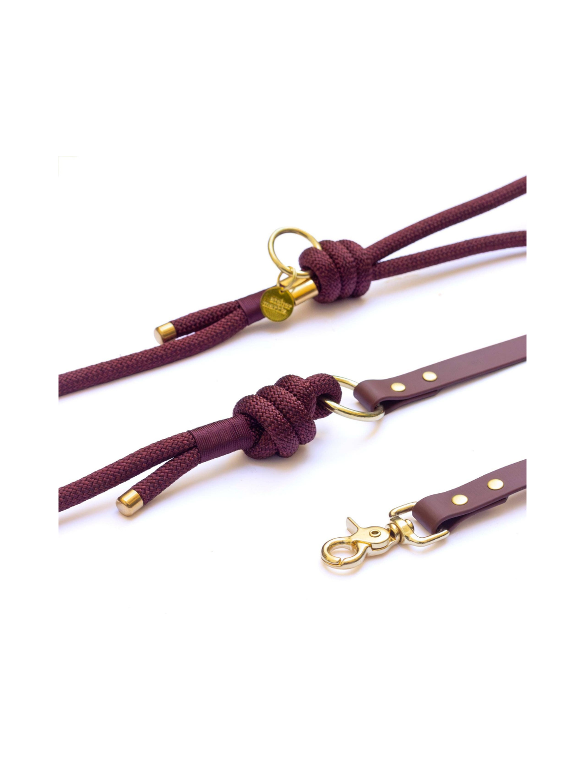 Saddle Hands-Free Rope × Biothane Leash – Silver Hardware