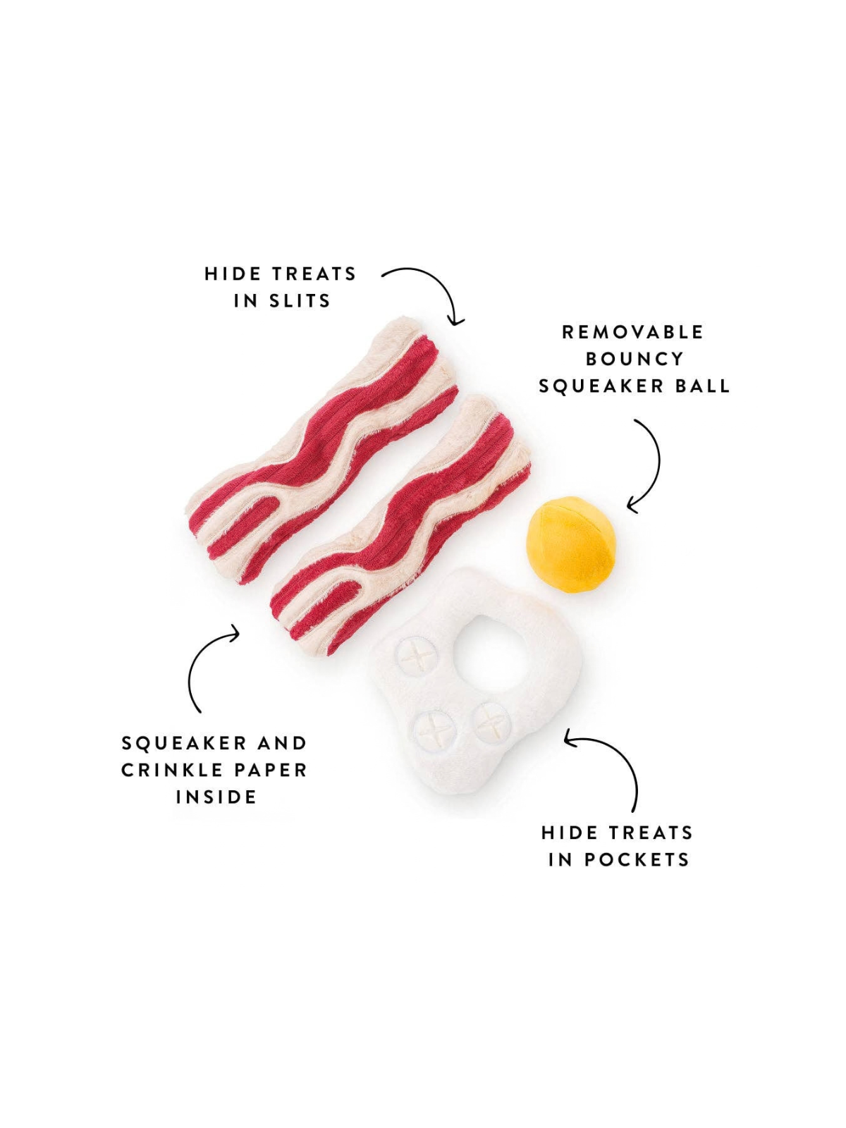 Bacon & Egg Interactive Dog Toy Set