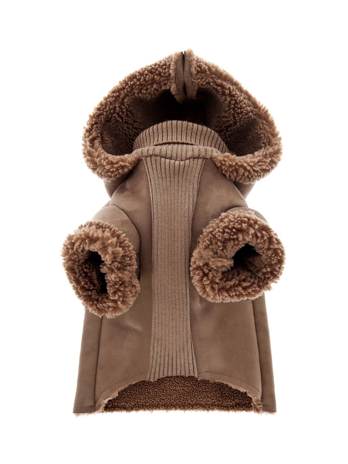 Poesia Shearling Dog Coat – Brown