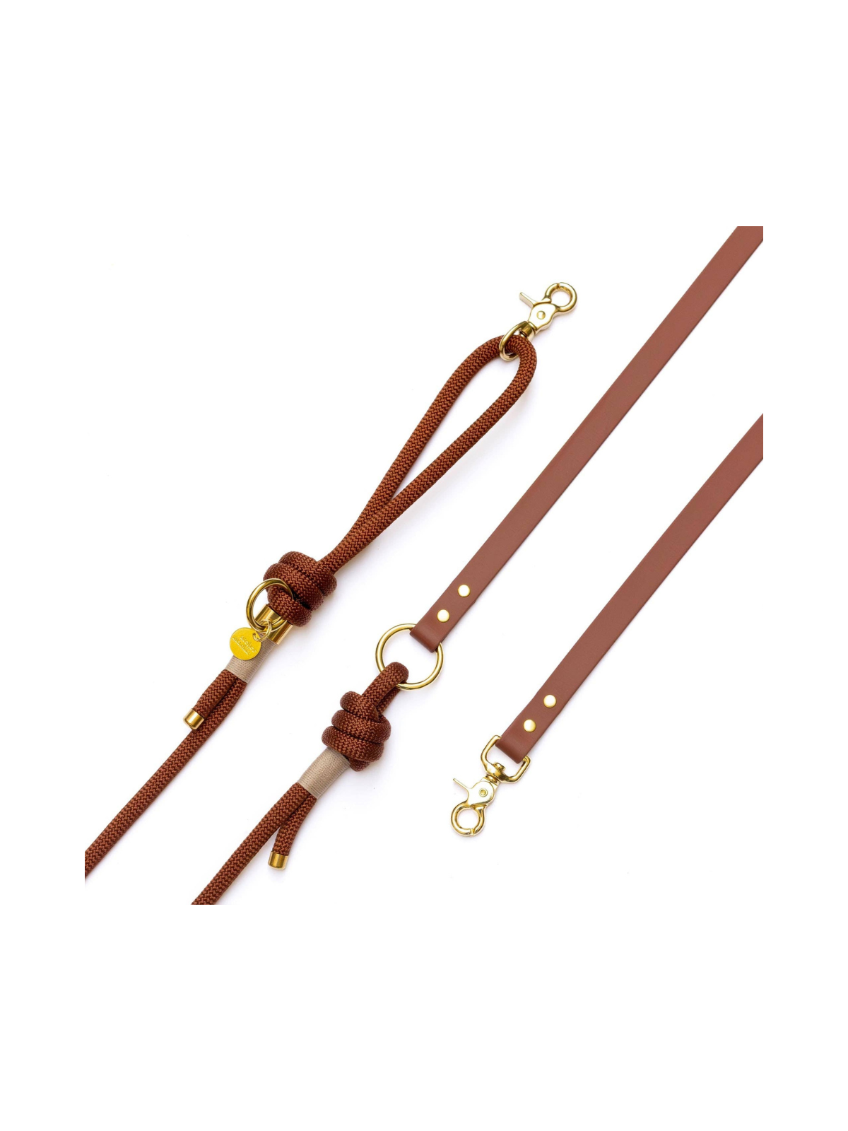 Hands-Free Leash Rope x Biothane – Brownie – Silver Hardware