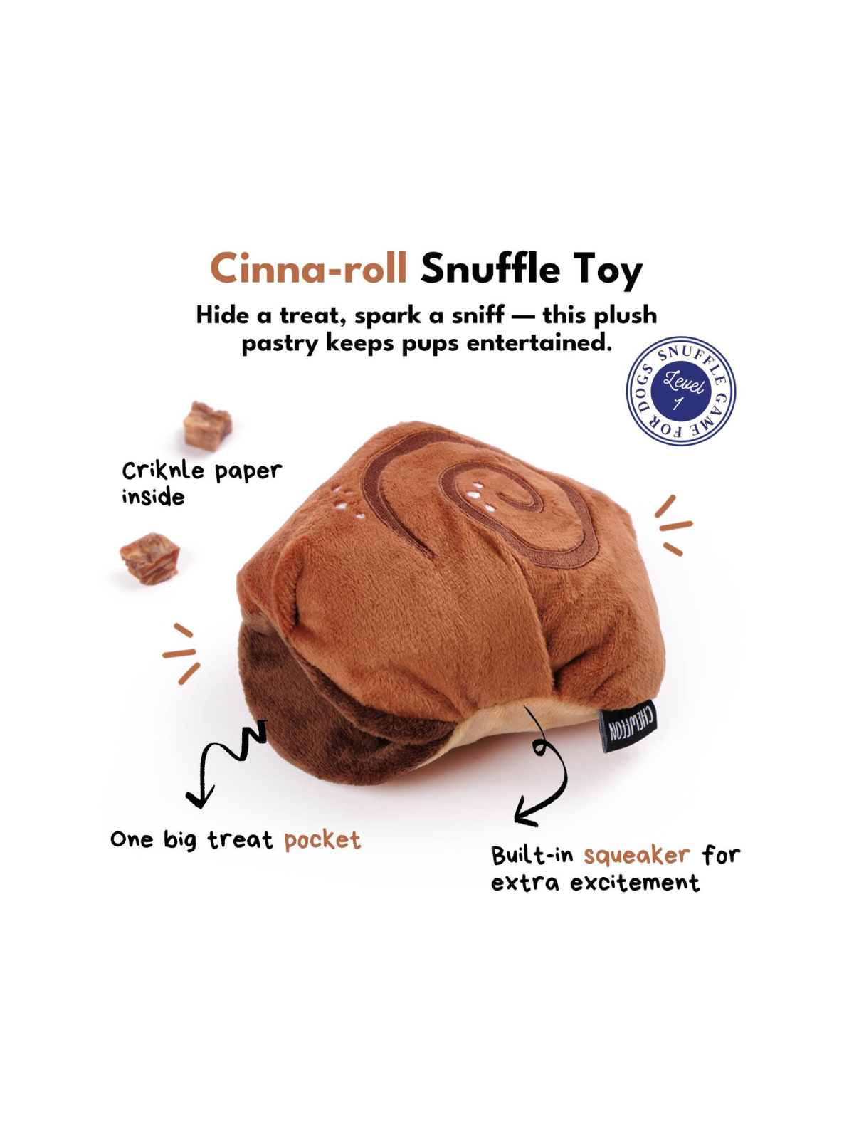 Cinnamon Roll Squeaky Snuffle Dog Toy