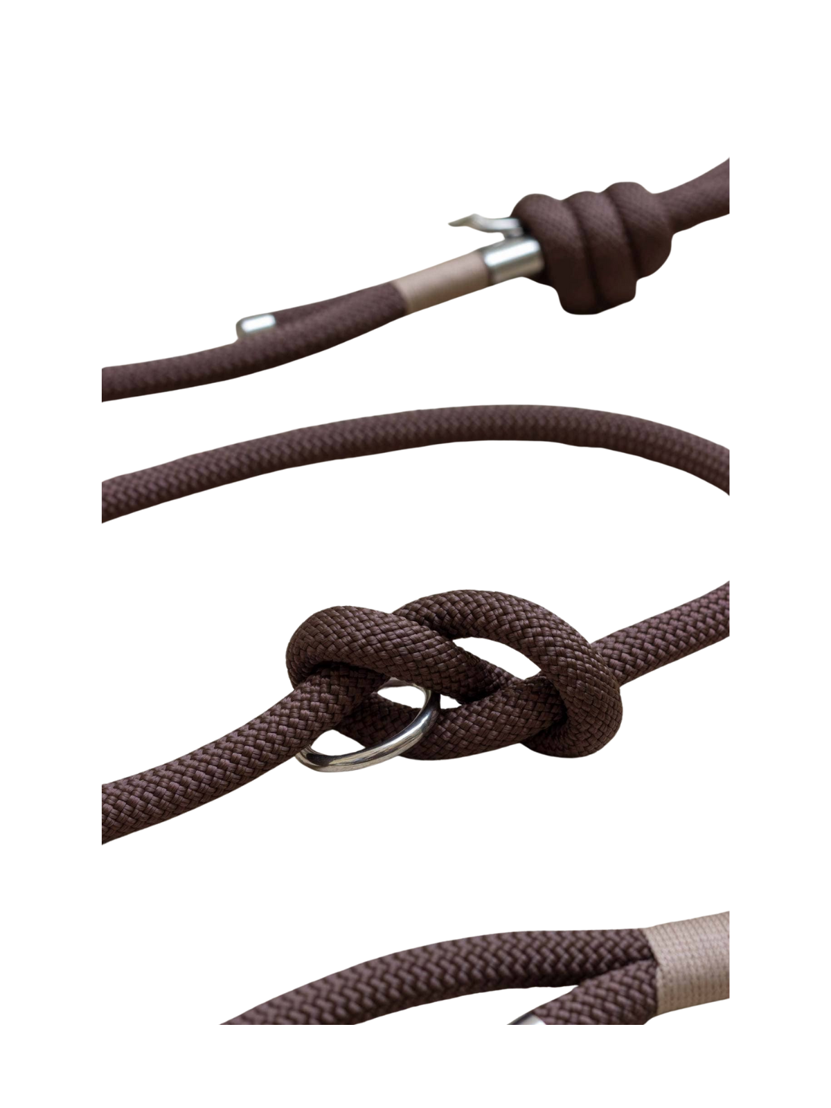 Chocolate Hands-Free Leash – Silver Hardware