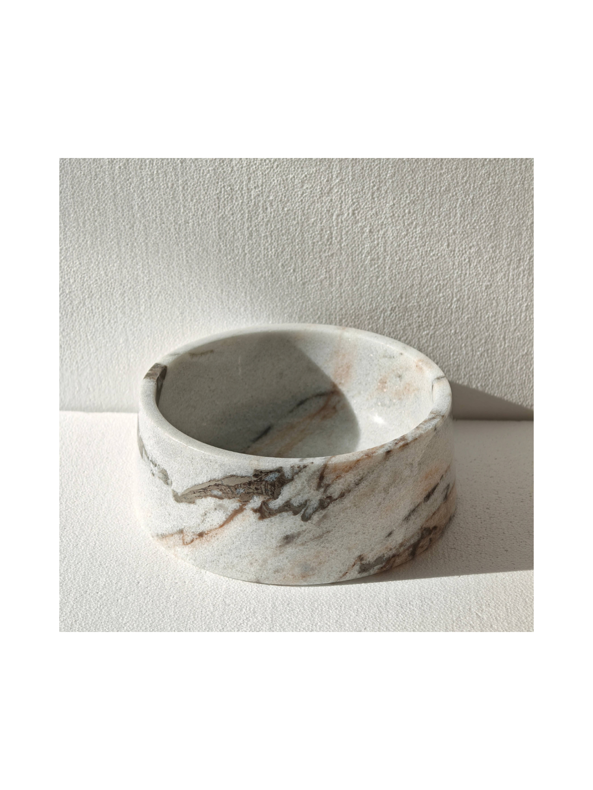 Marble Food & Water Bowl – Elephant White