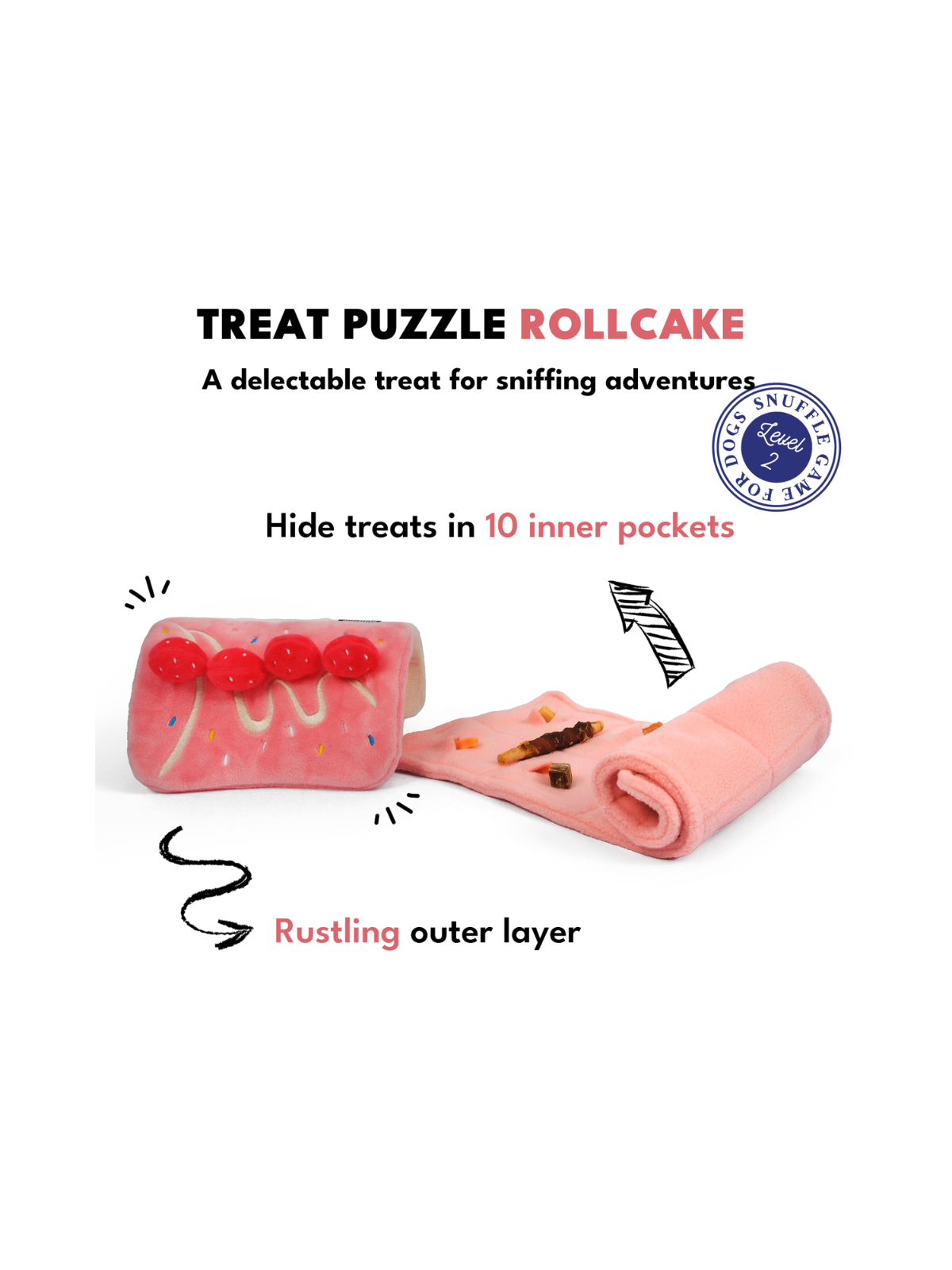 Strawberry Roll Cake Dog Puzzle Toy