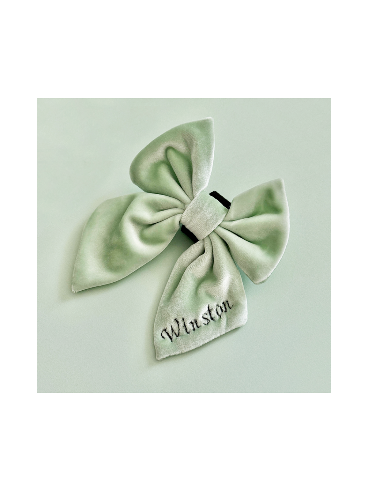 Luxe Velvet Sailor Dog Bow Tie - Sage Green