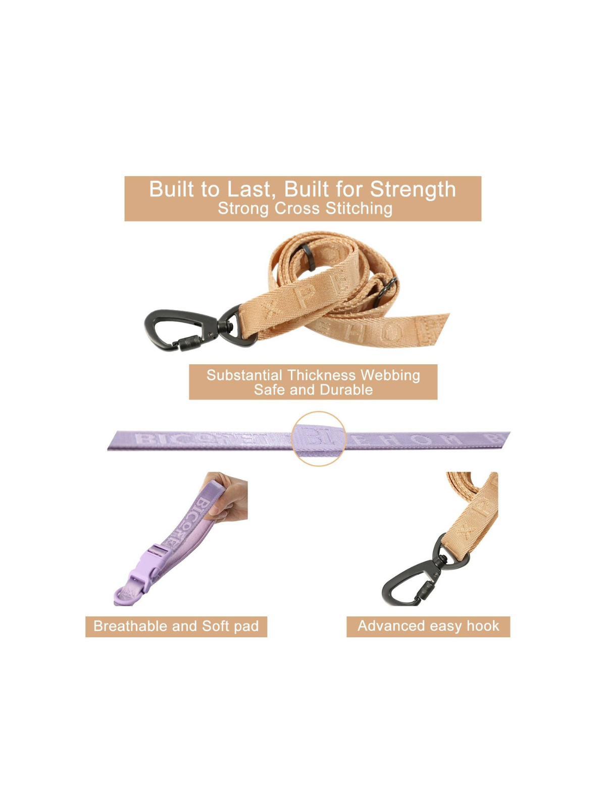 Padded Active Pet Leash – Adjustable – Apricot