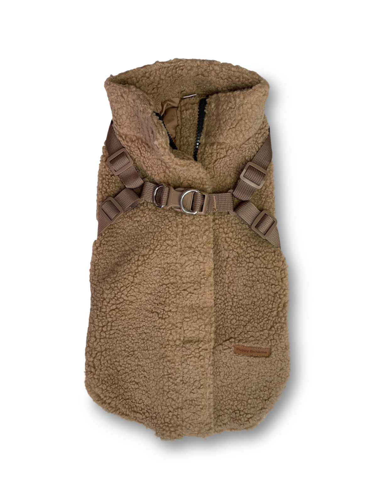 Teddy Coat with Harness – Mocha