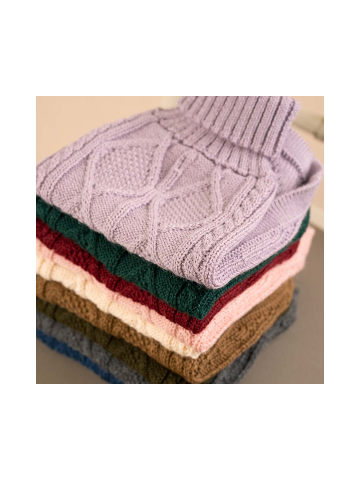 Aran Knit Alpaca Dog Sweater – Lavender