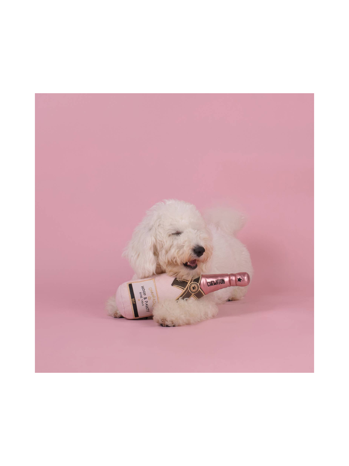 Pink Champagne Bottle Dog Toy