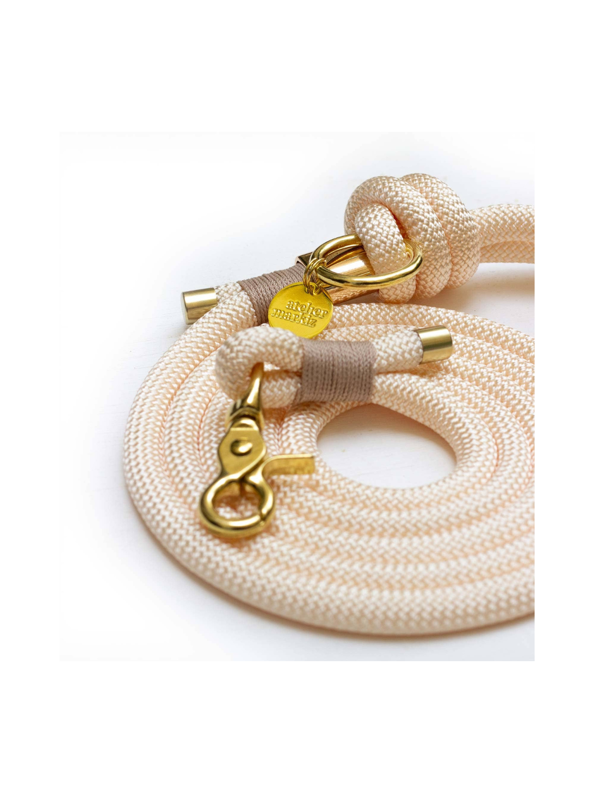 Cream Single Leash – Silver Hardware