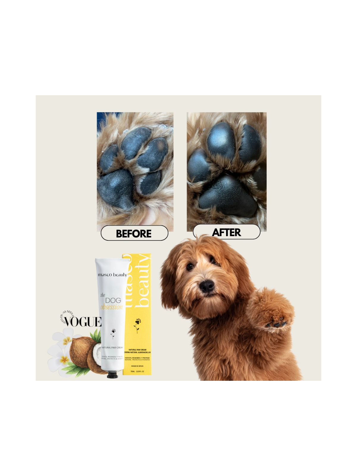 Natural Cream For Paws, Nose and Dry Areas