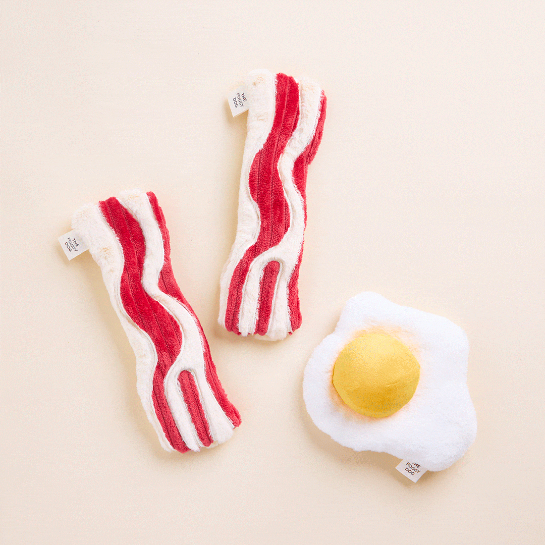 Bacon & Egg Interactive Dog Toy Set