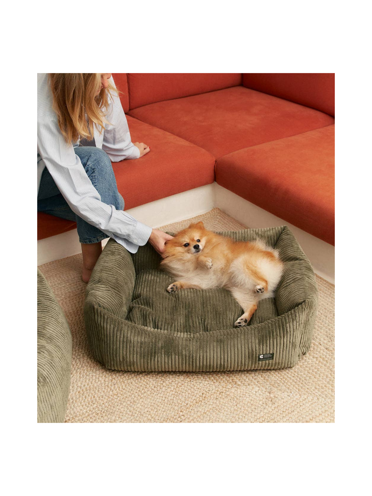 Snozy Dog Bed Cushion – Green Corduroy