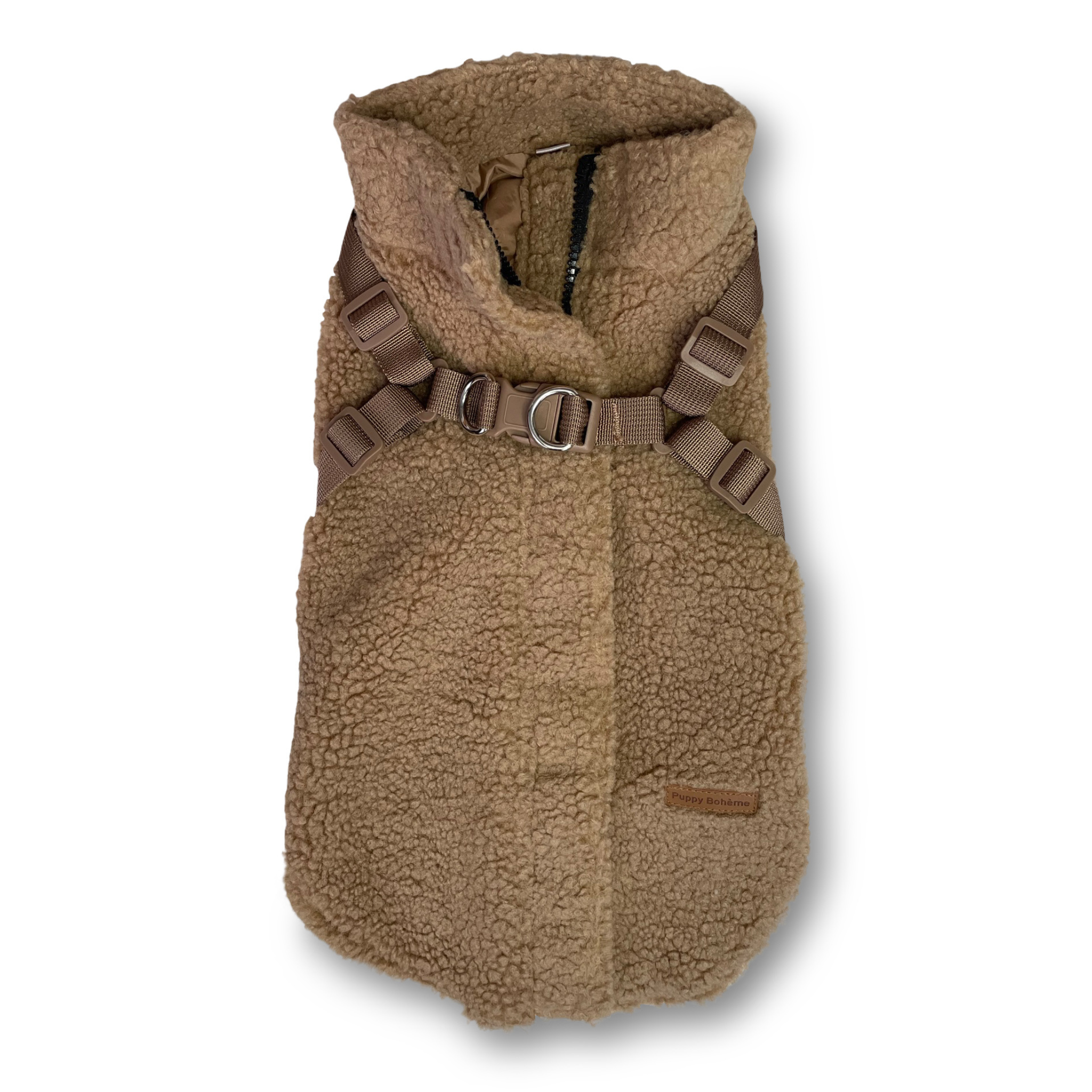 Teddy Coat with Harness – Mocha