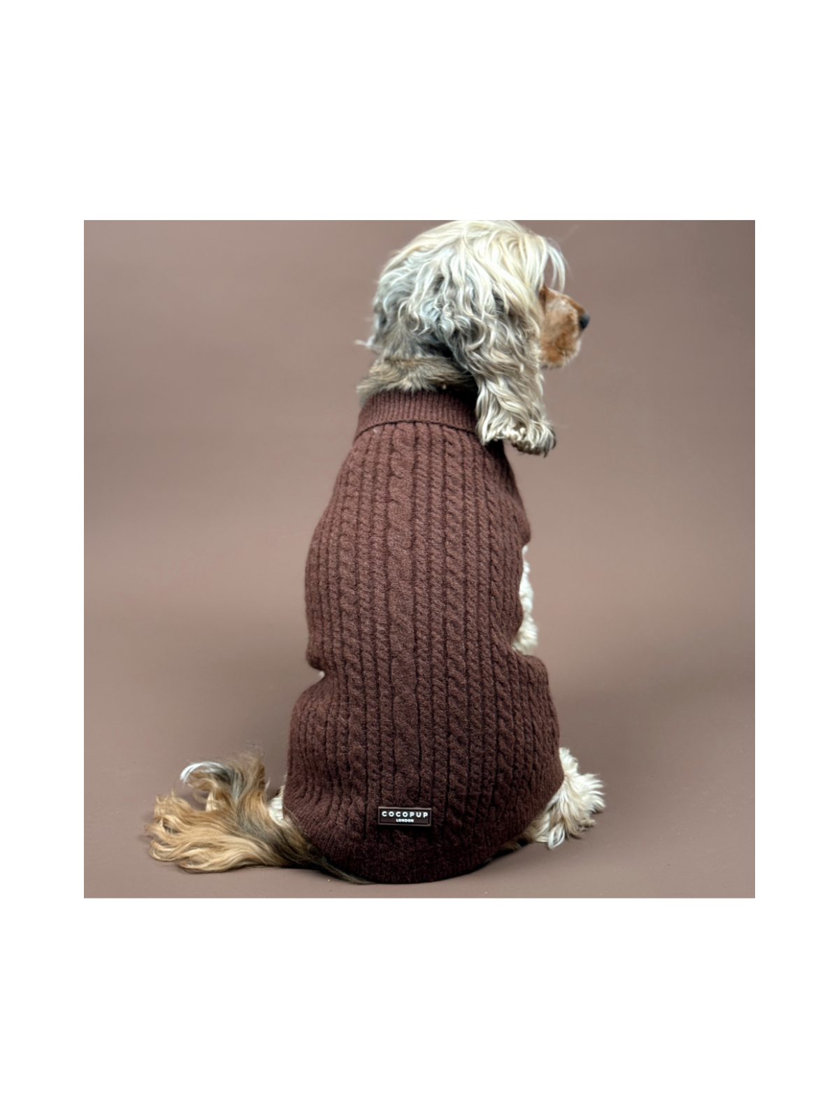 Cable Knit Dog Sweater - Hot Coco