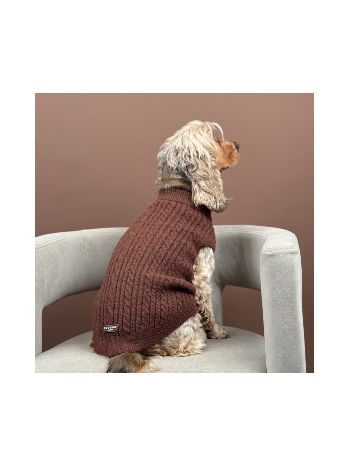 Cable Knit Dog Sweater - Hot Coco