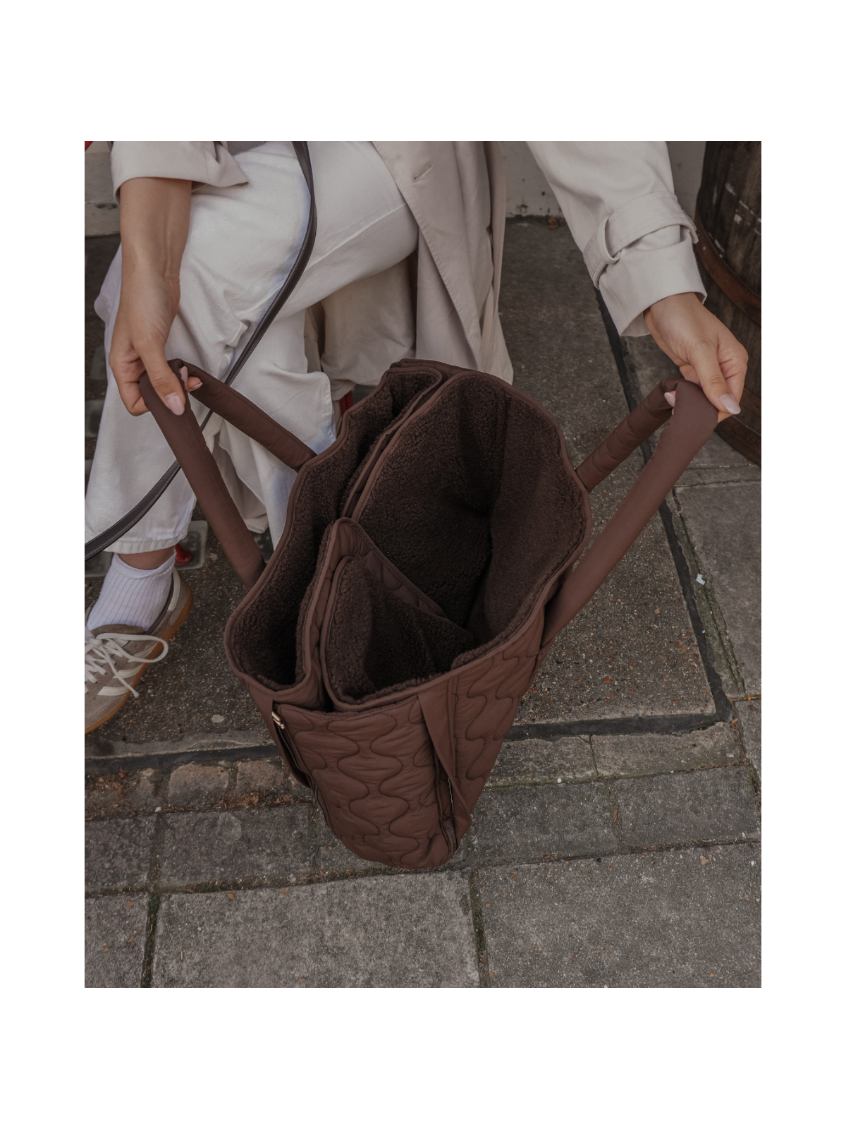Quilted Settle Mat Tote – Chocolate