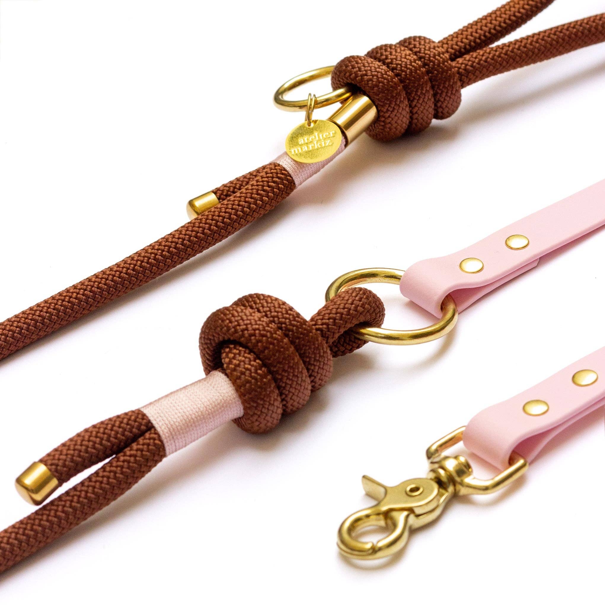 Hands-Free Leash Rope x Biothane – Havana – Silver Hardware