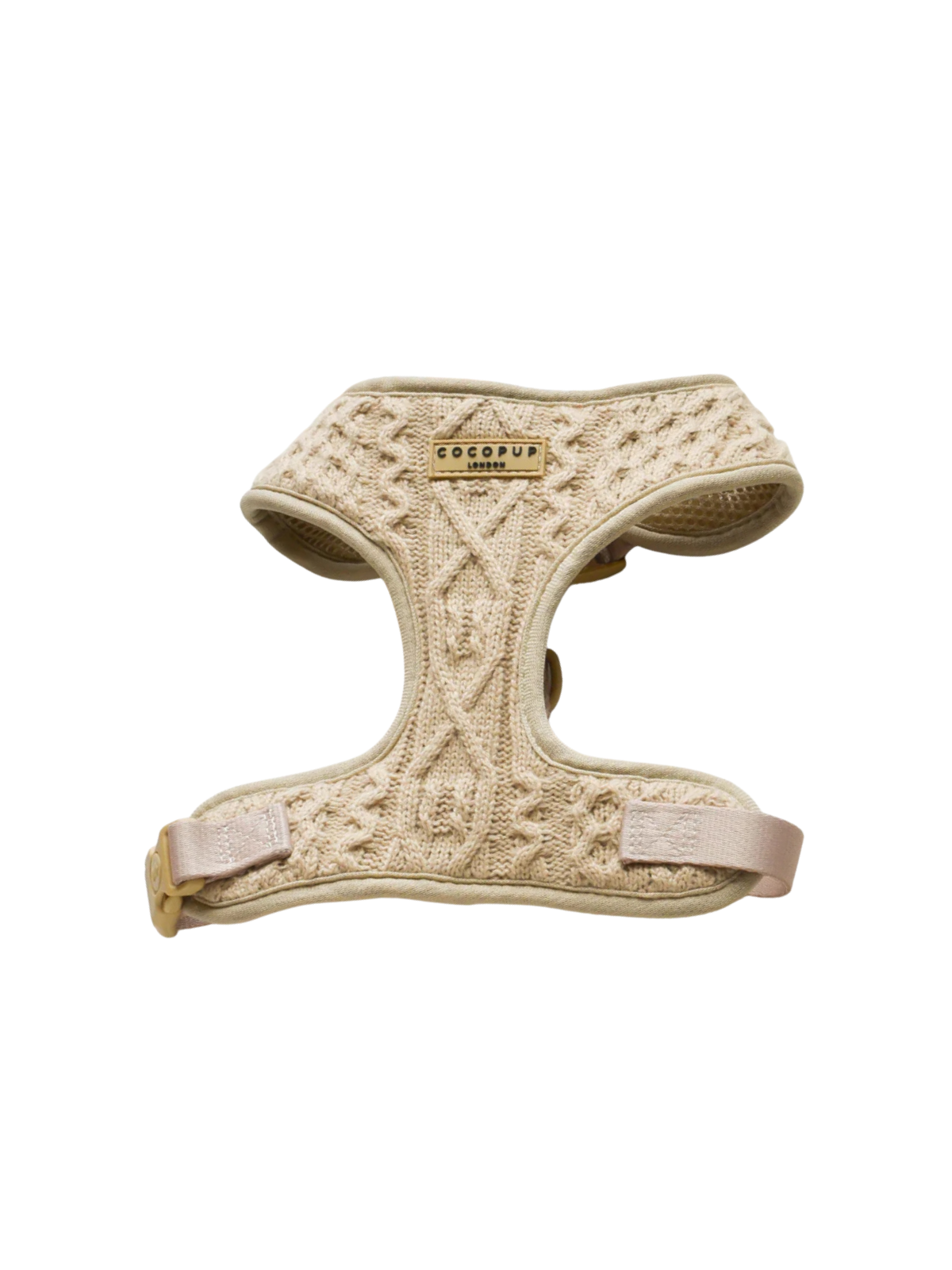 Cable Knit Jumper Adjustable Neck Harness - Toffee Beige